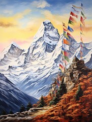 Tibetan Prayer Flags: Vibrant Art in the Serene Mountains