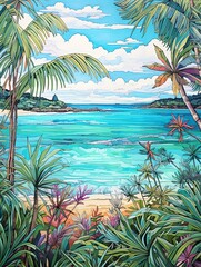 Turquoise Caribbean Shorelines: Coastal Print, Perfect Beach View
