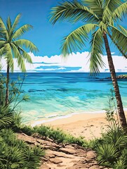 Turquoise Caribbean Shorelines: Desert Art - Contrasting Beach and Desert Beauty