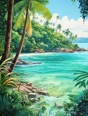 Turquoise Caribbean Shorelines: Rainforest Retreat on a Beach of Lush Greens.