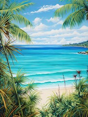 Turquoise Caribbean Shorelines: Vast Ocean View Seascape - Digital Print