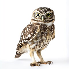 Obraz premium Burrowing Owl on white background AI Generative