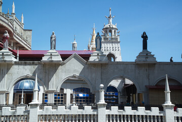 Naklejka premium The Monastery of the Holy Eucharist, also known as the Our Lady of Lindogon Shrine and commonly known as the Simala Shrine or the Simala Parish Church is a Roman Catholic pilgrimage church.Philippine 