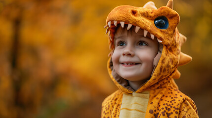niño disfrazado de dinosaurio