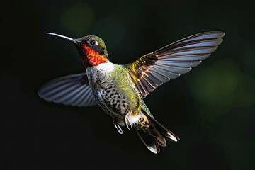 Fototapeta premium The Hummingbird flying with light exposure AI Generative