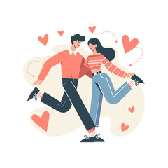 Vector Illustration Flat Couple Love for Valentines Day