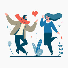 Vector Illustration Flat Couple Love for Valentines Day