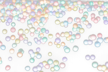 Styrofoam mini ball fly explosion, Pastel foam mini balls float explode, abstract cloud fly. styrofoam pastel mini sphere balls splash throwing in Air. Black background Isolated