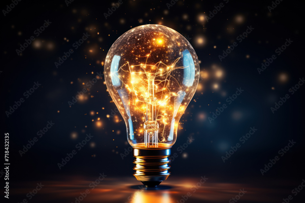 Canvas Prints streams of digital particles forming the shape of a lightbulb, signifying the creativity and innovat