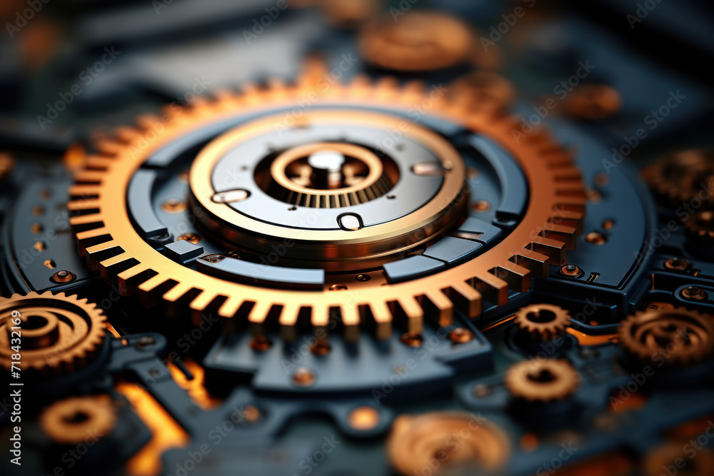 Poster pixelated gears turning in harmony, symbolizing the seamless operation and functionality of intercon