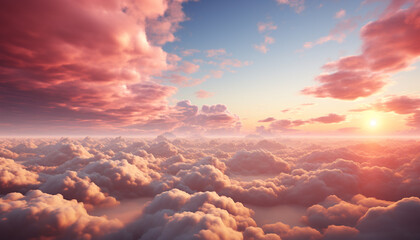 The sky beauty, a tranquil scene, above nature horizon generated by AI