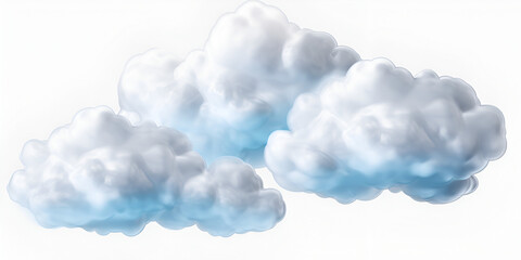 3d realistic simple clouds set isolated on blue background. Render soft round fluffy clouds icon in the sky.