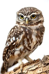 The Little Owl standing on the old wood AI Generative