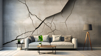 Old Concrete Wall with Grunge Texture, Cracked and Broken Surface, Vintage Background for Design