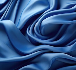 Fototapeta premium Blue satin fabric background. Generative AI.