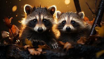 Obraz premium Cute mammal sitting on branch, looking at camera generated by AI