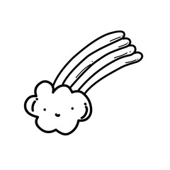 Scandinavian boho rainbow background with clouds, stars, drops