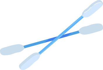 Blue oars crossed on a white background. Rowing or kayaking equipment, sports and water activities vector illustration.