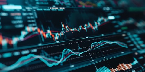 Stock market or forex trading graph and candlestick chart suitable for financial investment concept. finance Economy trends background for business idea and all art work design. . - obrazy, fototapety, plakaty