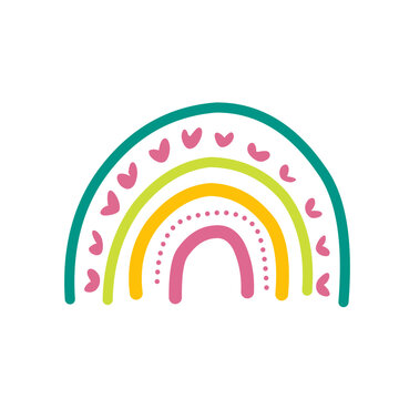 Cute abstract rainbows set graphic elements in flat design