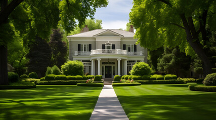 Fototapeta na wymiar Luxurious Estate House Amidst Lush Greenery: A Symbol of Affluence and Landmark of Serenity