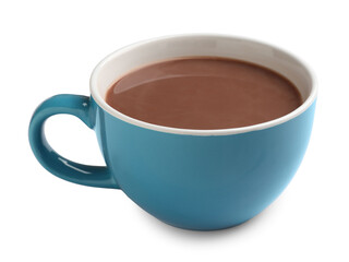Tasty hot chocolate in mug isolated on white