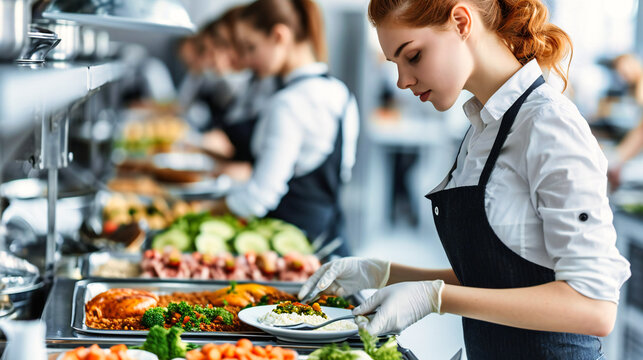 The vibrant and bustling atmosphere of a restaurant kitchen, showcasing the teamwork and dedication of chefs in the preparation of a delicious meal