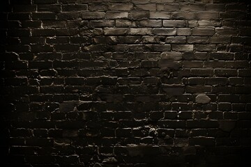 Dark brick wall image. old brick wall. Old black brick wall background, wide panorama of masonry.....