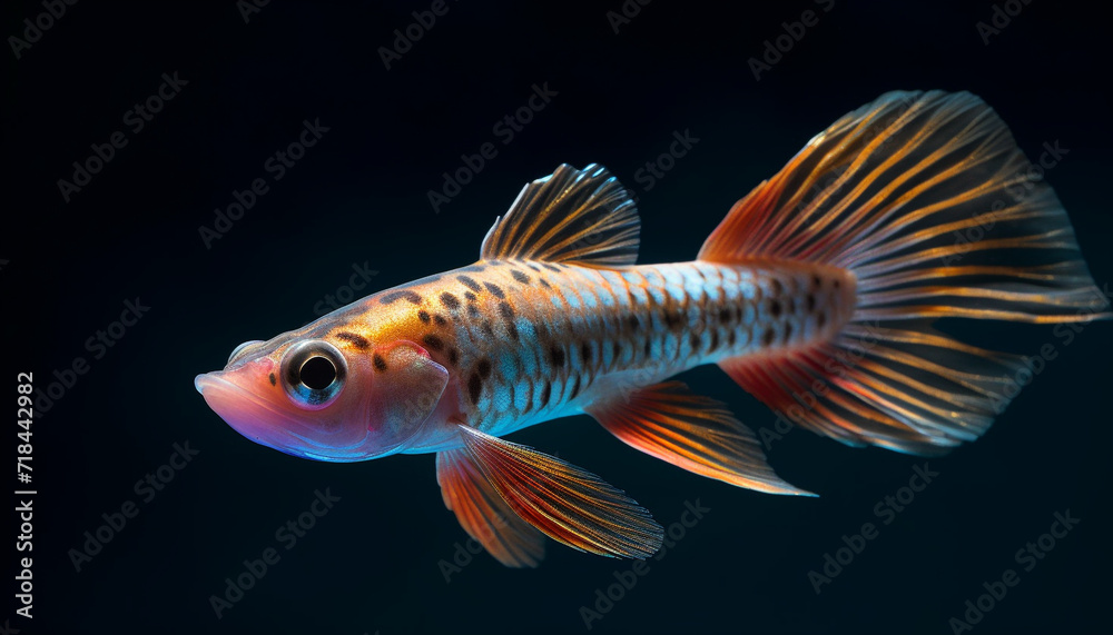 Poster colorful fish swim gracefully in a vibrant underwater world generated by ai