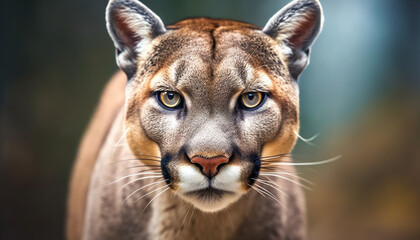 Close up of a cute feline, a big cat staring at camera generated by AI