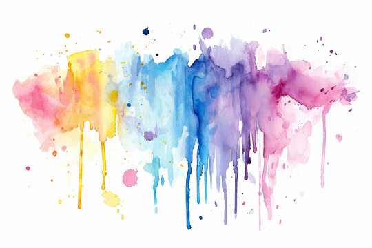 Watercolor colorful paper texture brush paint vector isolated liquid splash on white background for art design tag. © imlane