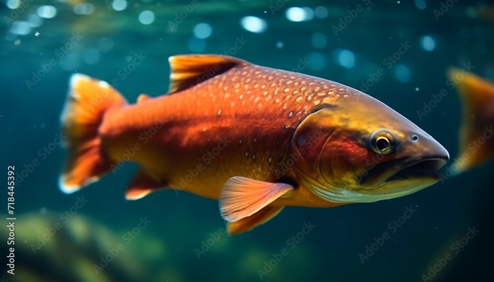 Poster a vibrant underwater world with colorful fish swimming in harmony generated by ai