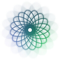 An abstract cut out transparent iridescent star burst design element.