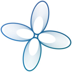 An abstract cut out transparent iridescent star burst design element.