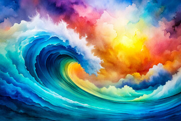 Abstract Watercolor Wave Fluid Design