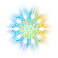 Obraz premium An abstract cut out transparent iridescent star burst design element.