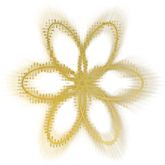 An abstract cut out transparent golden star burst design element.