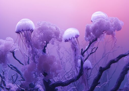 Group of Jellyfish Floating in the Ocean, An Underwater Sight