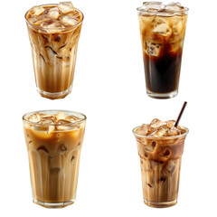 Set of Iced coffee Isolated on white background