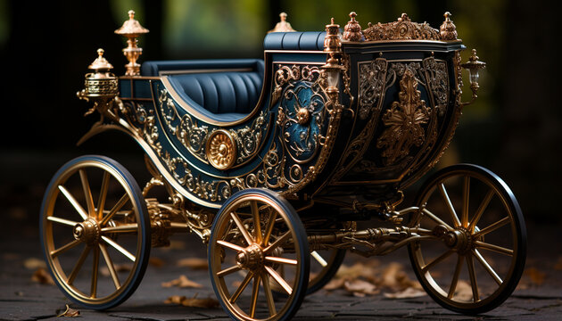 An old fashioned antique car, a rustic horse cart, elegant transportation generated by AI