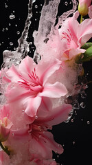  Colorful beauty butterfly water hibiscus red tropical frangipani flowers spa stones Beautiful pink water lily flower rose water splashed light emanating floating macro Photography Generative Ai