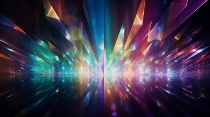 A Prism Rainbow Light on dark Background Overlay Crystal flare abstract effect Holographic sunlight reflection wallpaper colorful glare bokeh  AI generated