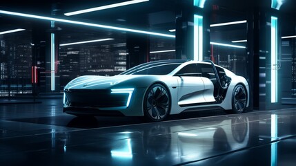 A shiny new electric charging station with a sleek and modern design car  AI generated