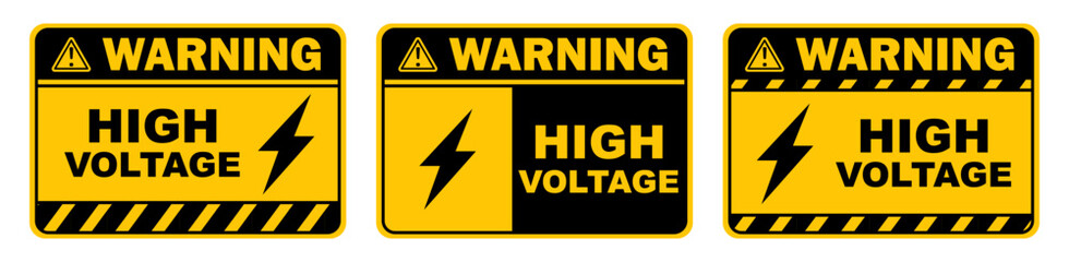 high voltage for electronic sign printable yellow electrical warning caution sticker label object