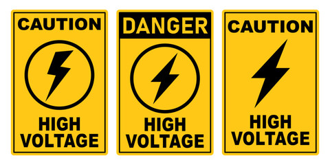 caution danger high electricity voltage signage for electrical yellow printable poster sign template design