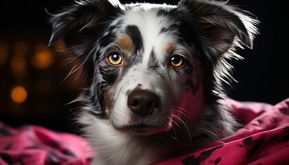 Cute puppy portrait loyal, alert, sitting, looking at camera generated by AI