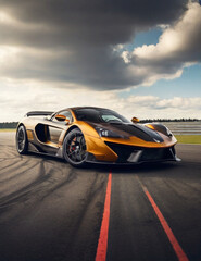 Cool supercar on the race track - obrazy, fototapety, plakaty
