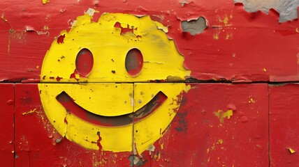 Smiling face on a red wall