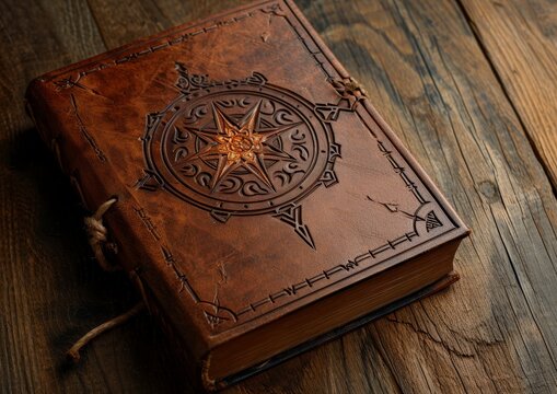 Vintage Book With Compass, A Symbol of Adventure and Exploration
