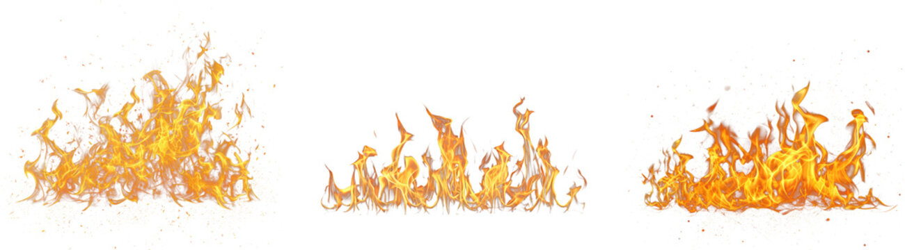 Flames of fire on a transparent background